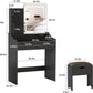 Charcoal Vanity Desk With LED Illuminated Mirror Storage