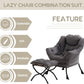 Dark Grey Velveteen Upholstered Ottoman Lounge Chair