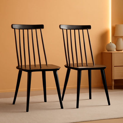 Black Spindle Farmhouse Wood Side Dining Chair Set Of 2