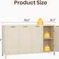 55 Inch Modern Fluted Buffet Cabinet With Four Doors