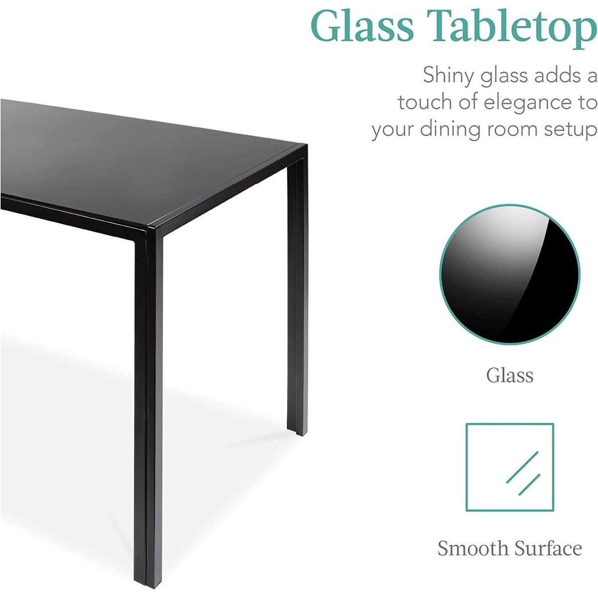 Glass Top Dining Table Set With Steel Frame Leather Chairs