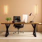 70.8 Inch Executive Desk Light Walnut Black Large Computer Office Desk