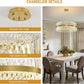 32 Inch Goldtone Crystal Chandelier Luxurious Dining