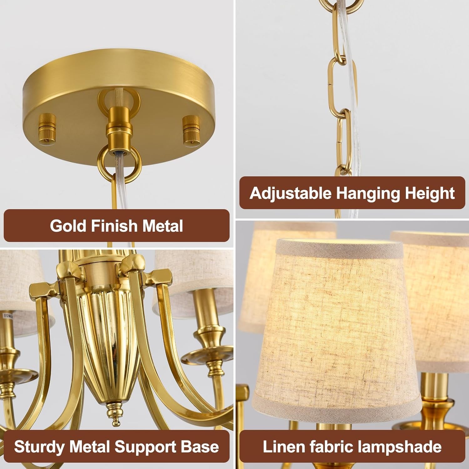 34.6in Eight Light Chandelier Over Table Fixture Living Room-4
