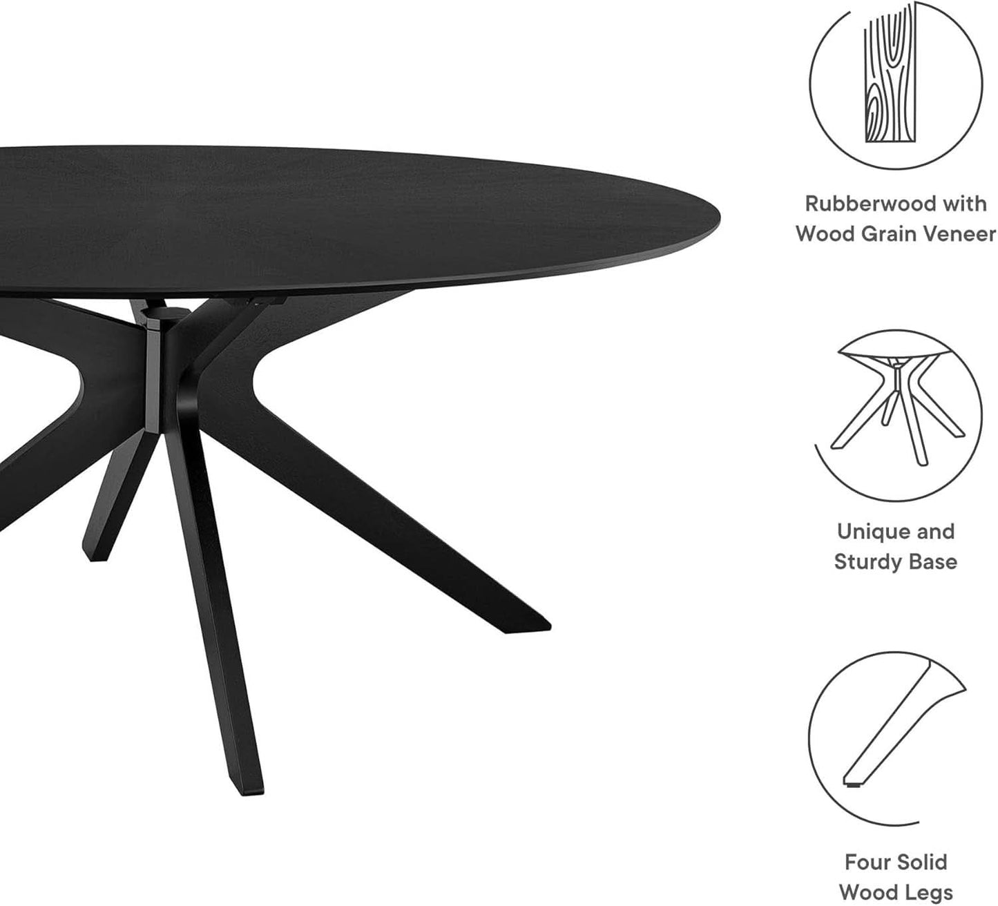 Crossroads 71 Inch Oval Wood Dining Table Black Seats 6 Easy To Assemble