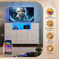 White Dresser TV Stand for 55 Inch TV with Charging Station LED Lights