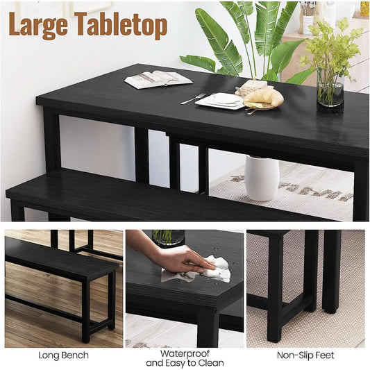 Rectangular Dining Table And Chairs Set Four Modern Wood