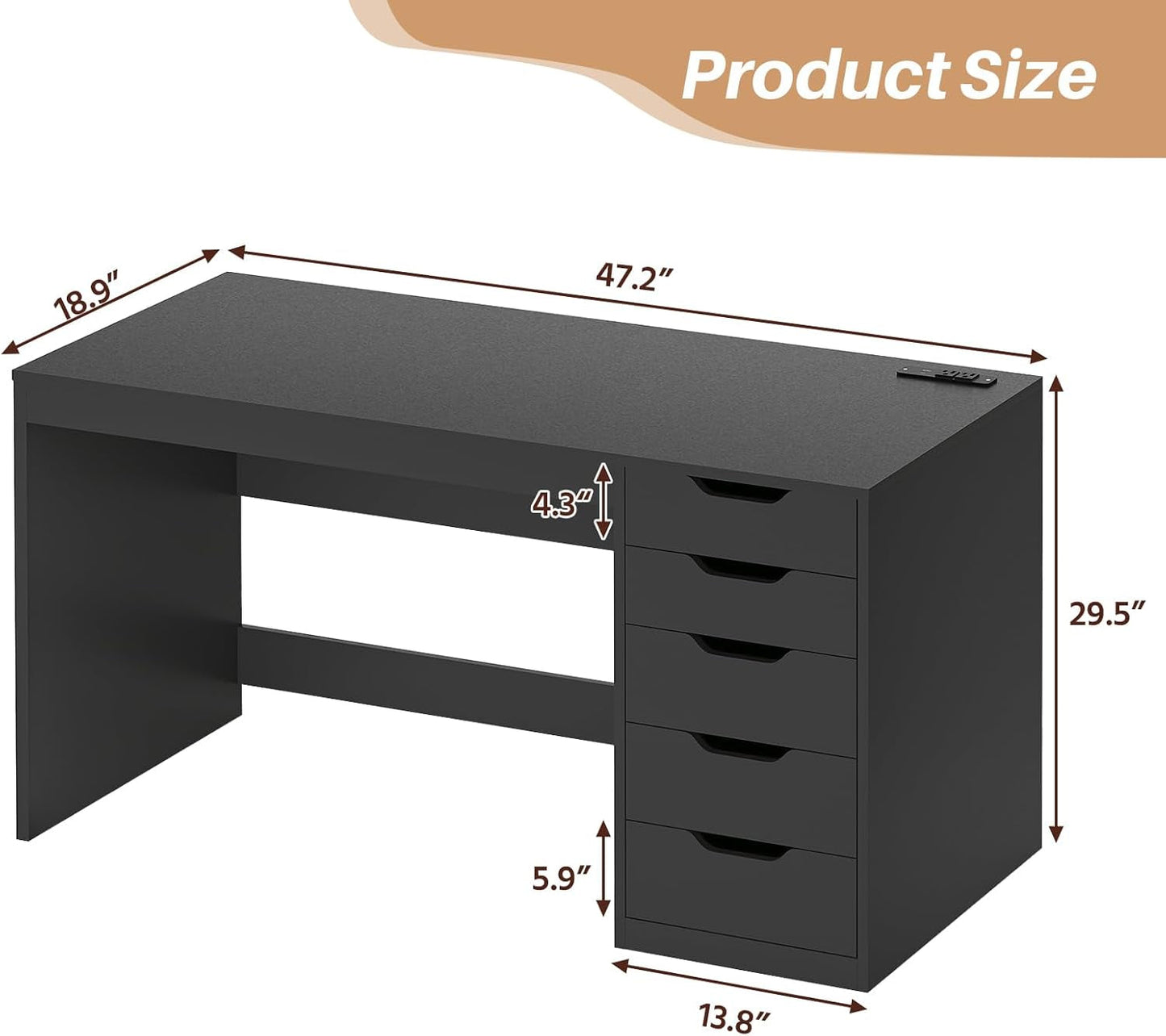 47 Inch Computer Desk With Multifunctional Storage-1