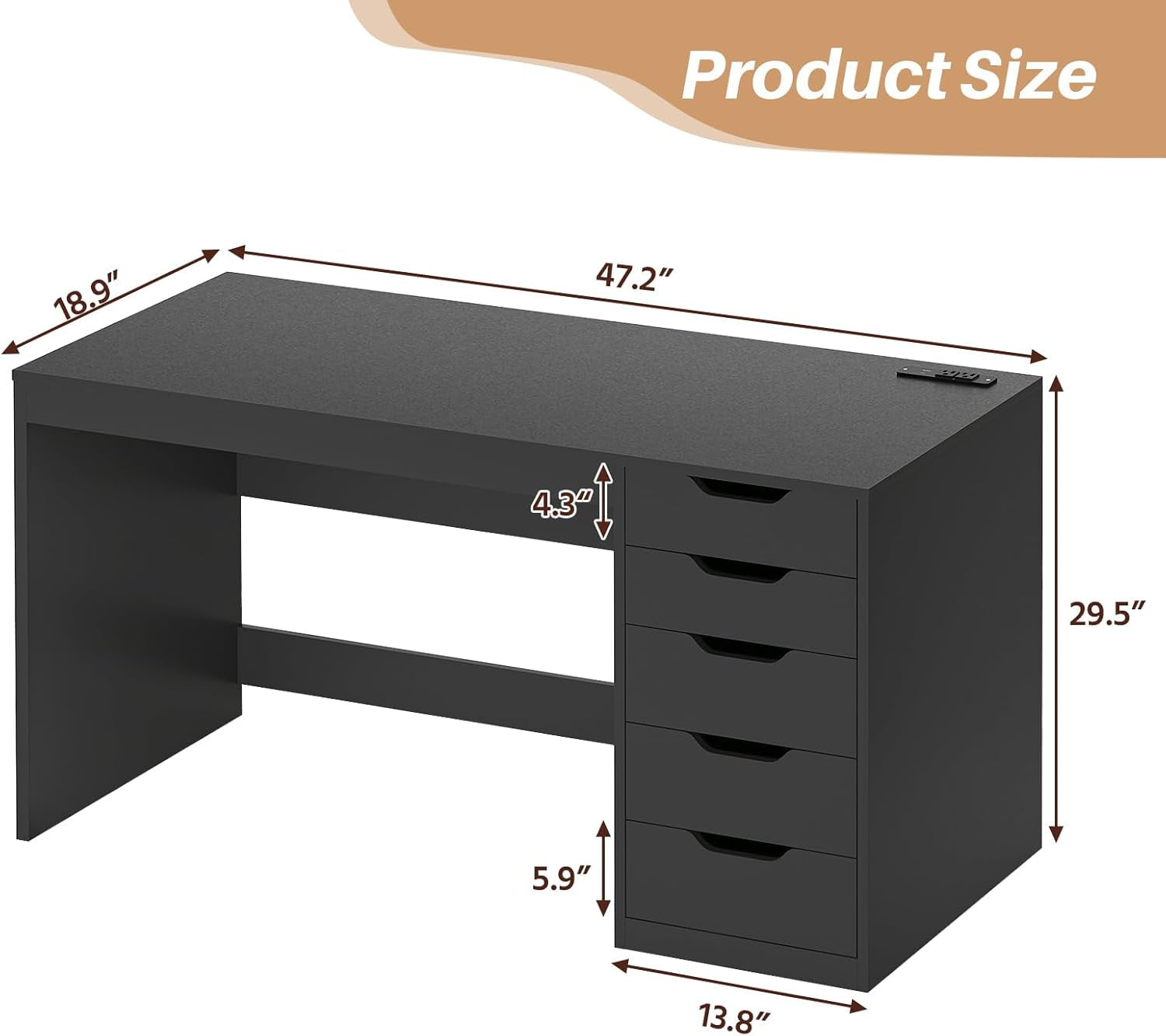 47 Inch Computer Desk With Multifunctional Storage-1