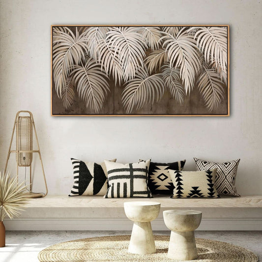 Professional Neutral Canvas Wall Art 24x48 Framed