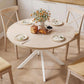 Natural Oak Round Dining Table With Rounded Edges For Four 47.2Inch