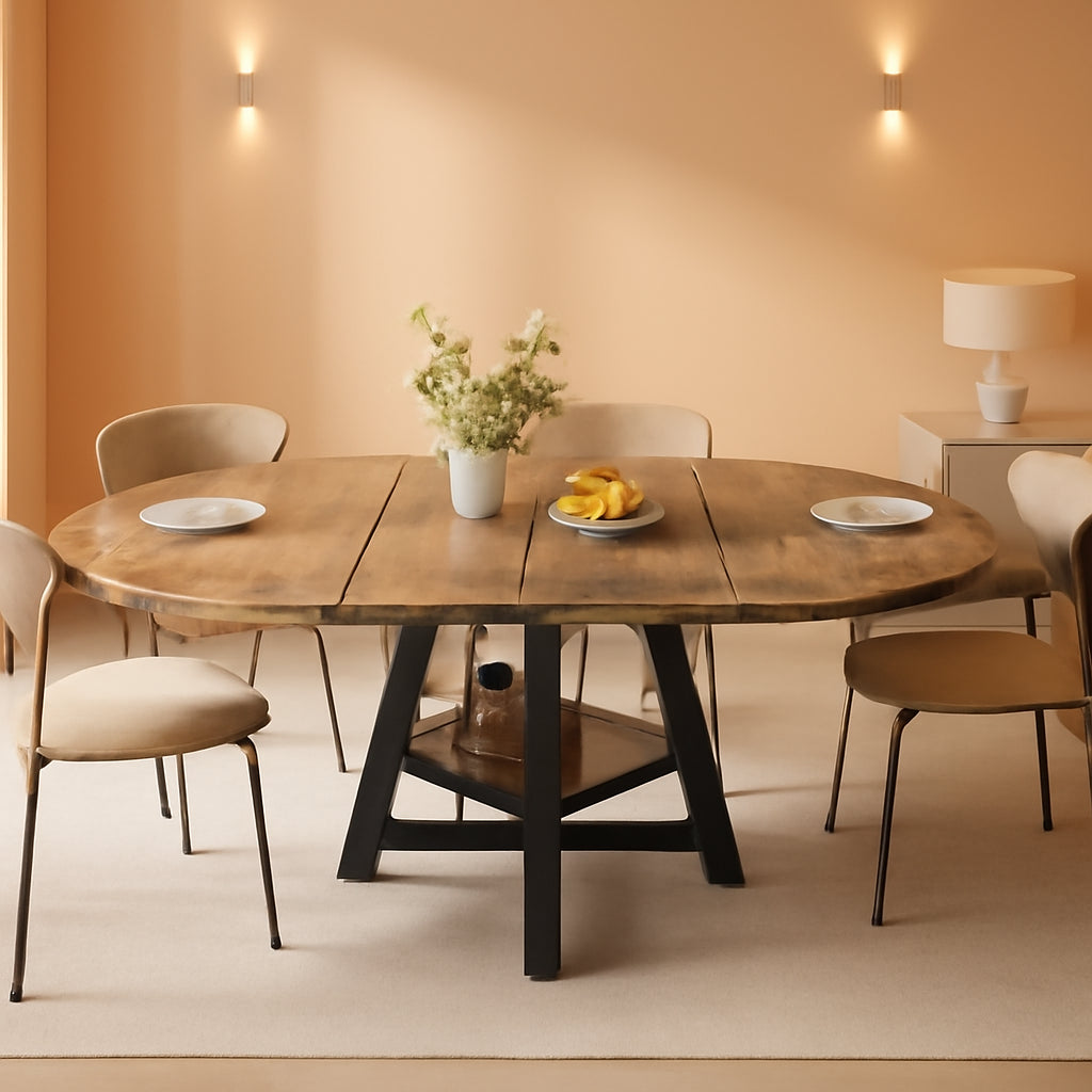 Expandable Oval Dining Table With BuiltIn Storage System