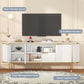 Elegant White Fluted Seventy Inch TV Stand Storage Solutions