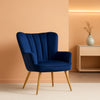 Blue Velvet Wingback Chair With Metal Legs For Living Room-0