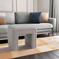 Taupe Boucle Vanity Ottoman Tufted Weathered Walnut