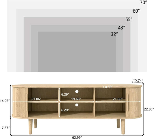 62 Inch TV Stand Entertainment Center With Sliding Door-1