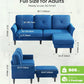 Velvet 83 Inch Sectional Sofa With Movable Ottoman