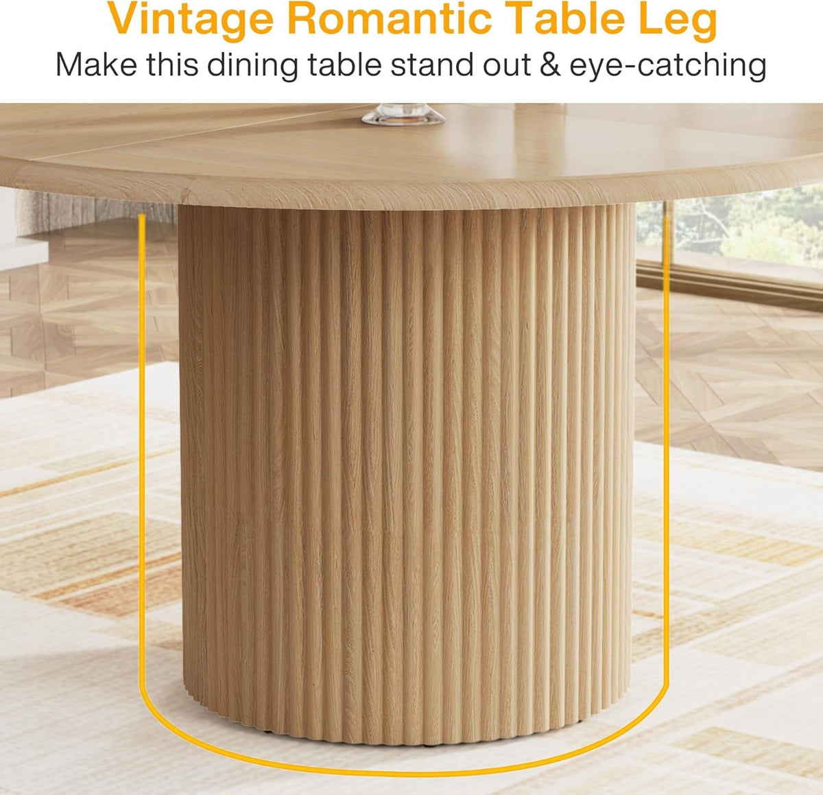 47 Inch Circular Dining Table Farmhouse Style Pedestal