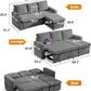 81 Inch Corduroy Velvet GreyTone Sleeper Sofa Pullout