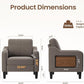Linen Upholstered Accent Chair With Foldable Table