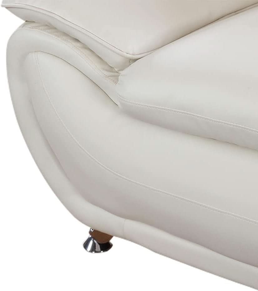 Leather 3 Piece Living Room Set Cream White With 3 Seater Sofa Loveseat And Armchair