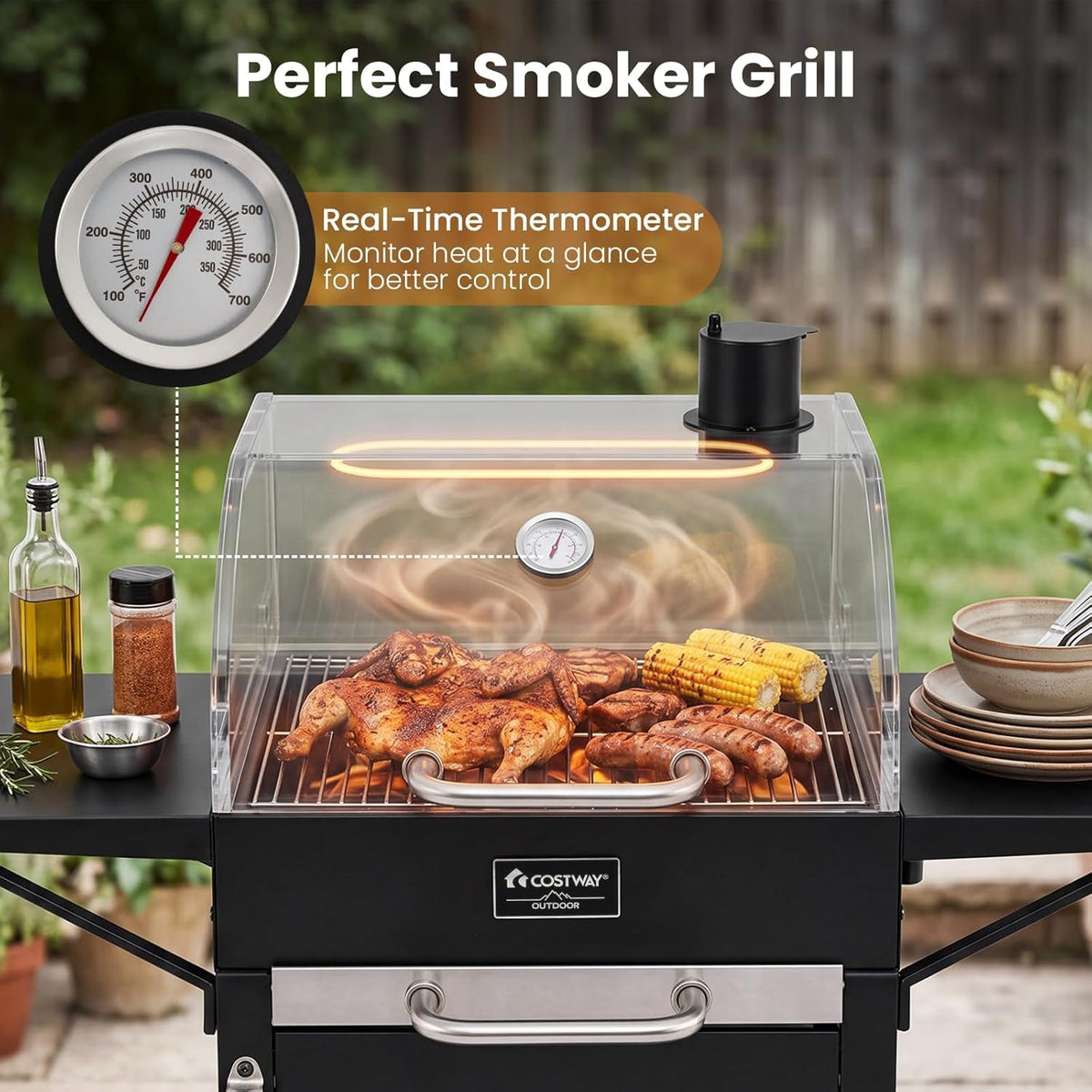 Charcoal Grill 284 Sq In Black