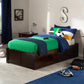 Twin XL Platform Bed With Authentic Walnut Finish Drawers