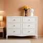 White Six Drawer Dresser Grooved Front ContouredProfile