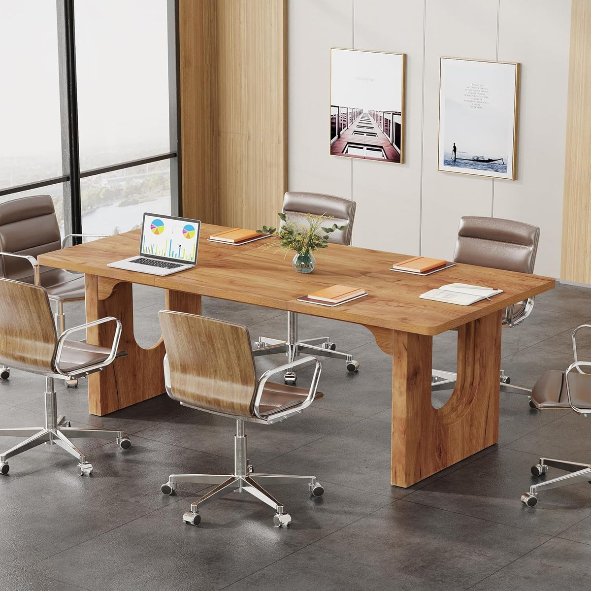 Executive Desk 70.9 Inch Brown Computer Workstation