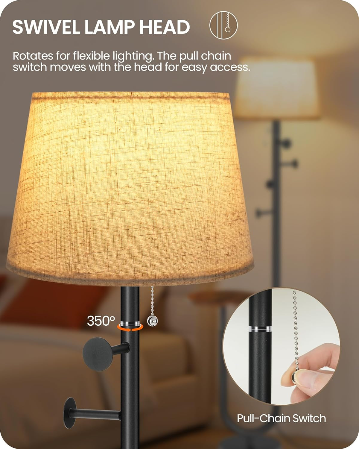 Rustic Brown Floor Lamp With ThreeColorTemperature