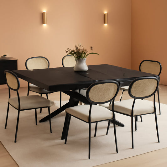 Black Extendable Dining Table Hidden Storage Extension