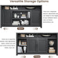 Farmhouse TV Stand Entertainment Center Sliding Doors Black