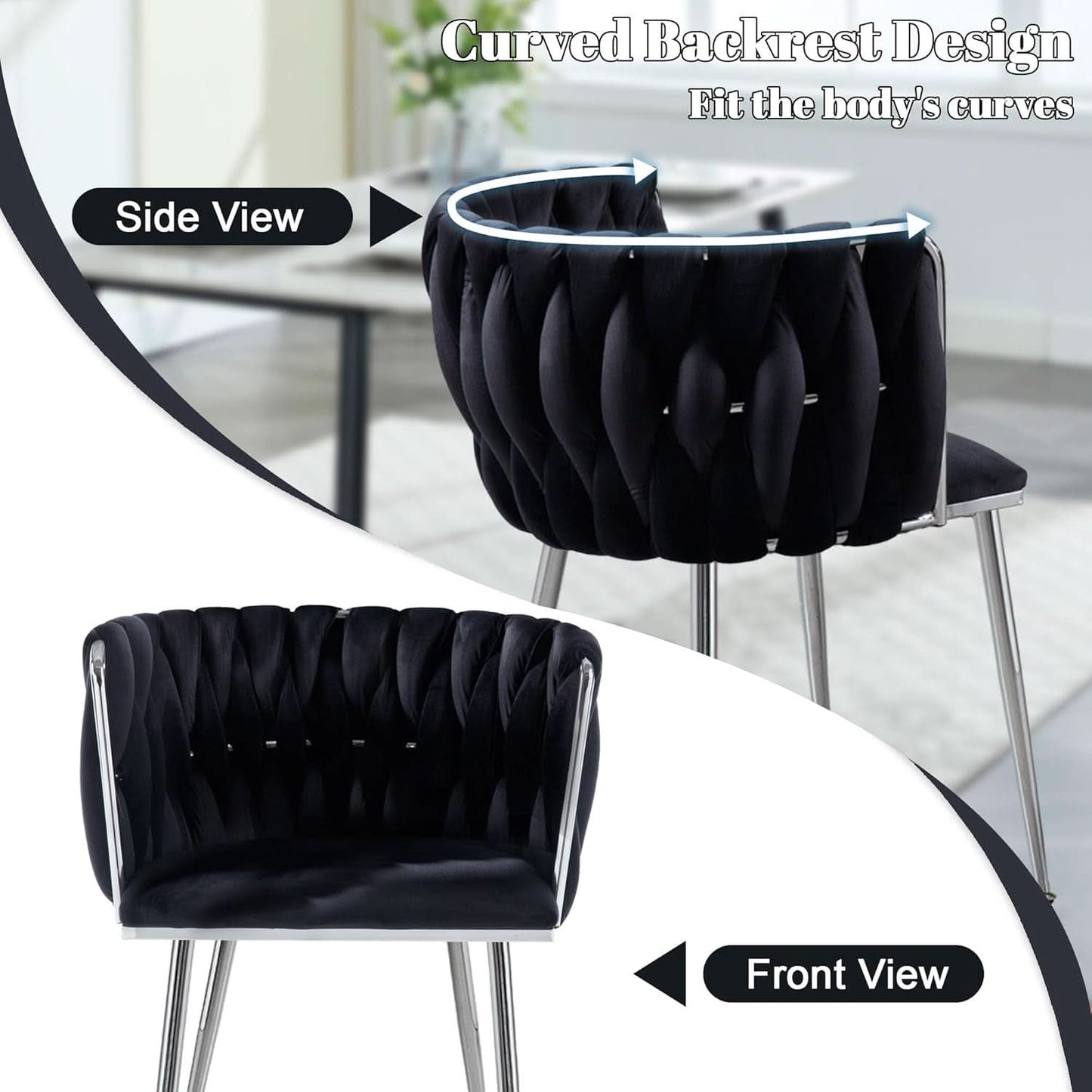 Black Velvet Upholstered Dining Chairs For Couples