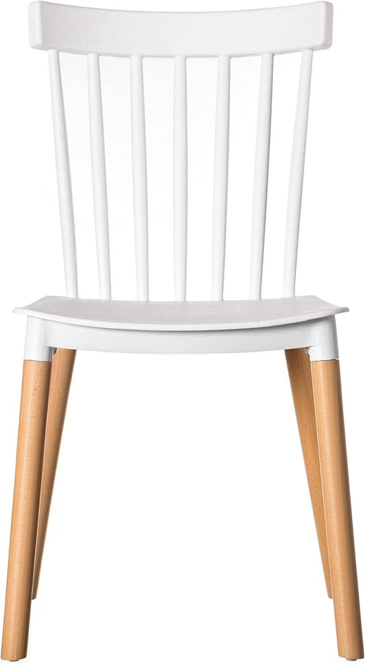 White Polypropylene Dining Chairs With Beechwood Legs