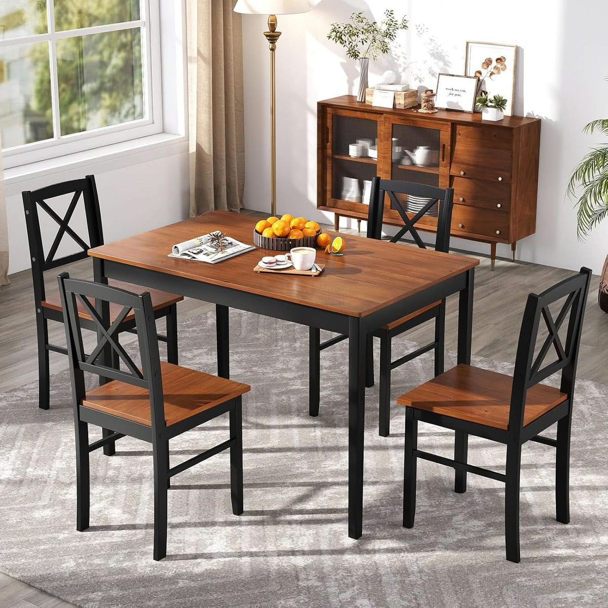 Executive Solid Rubber Wood Space Saving Dining Set
