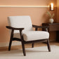 Beige Upholstered Modern Midcentury Solid Wood Armchair With Cushions