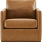 Swivel Accent Chair FauxLeather SaddleBrown Armchair LivingRoom