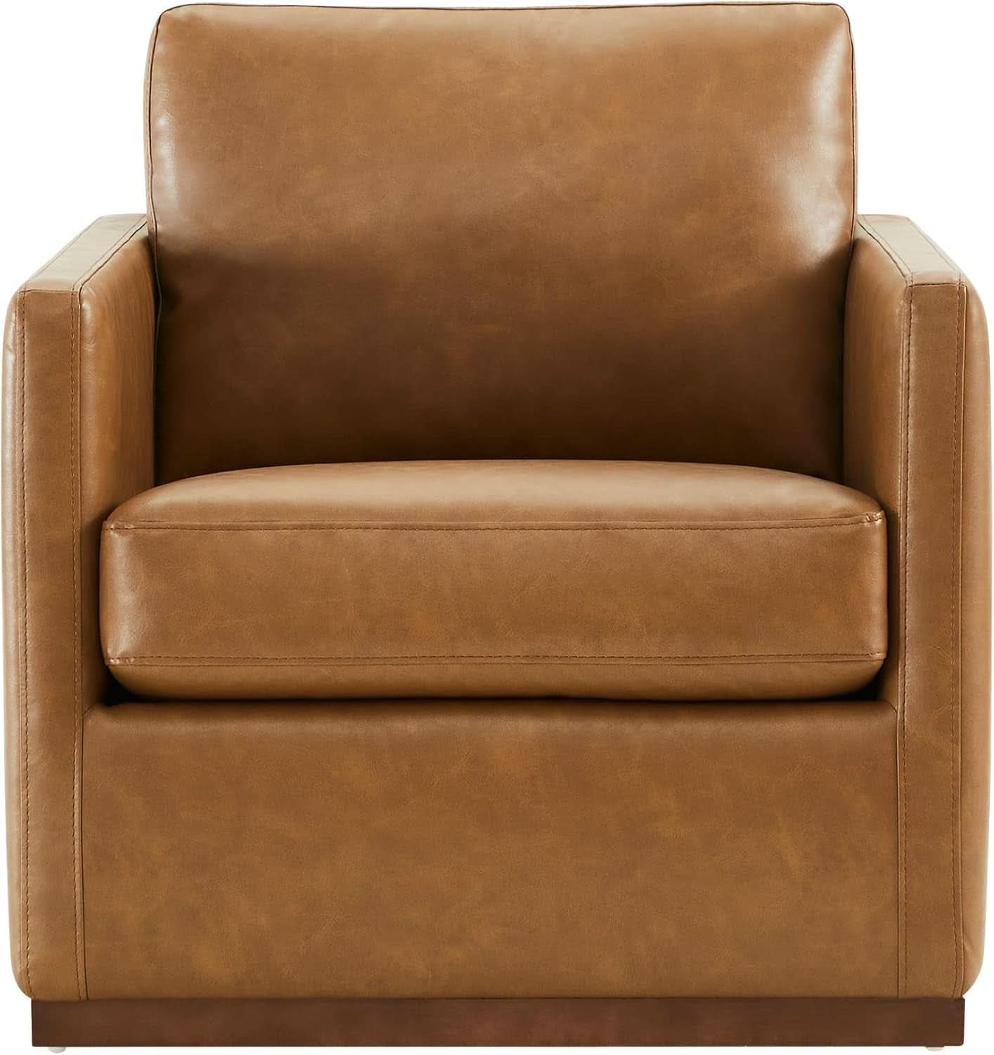 Swivel Accent Chair FauxLeather SaddleBrown Armchair LivingRoom
