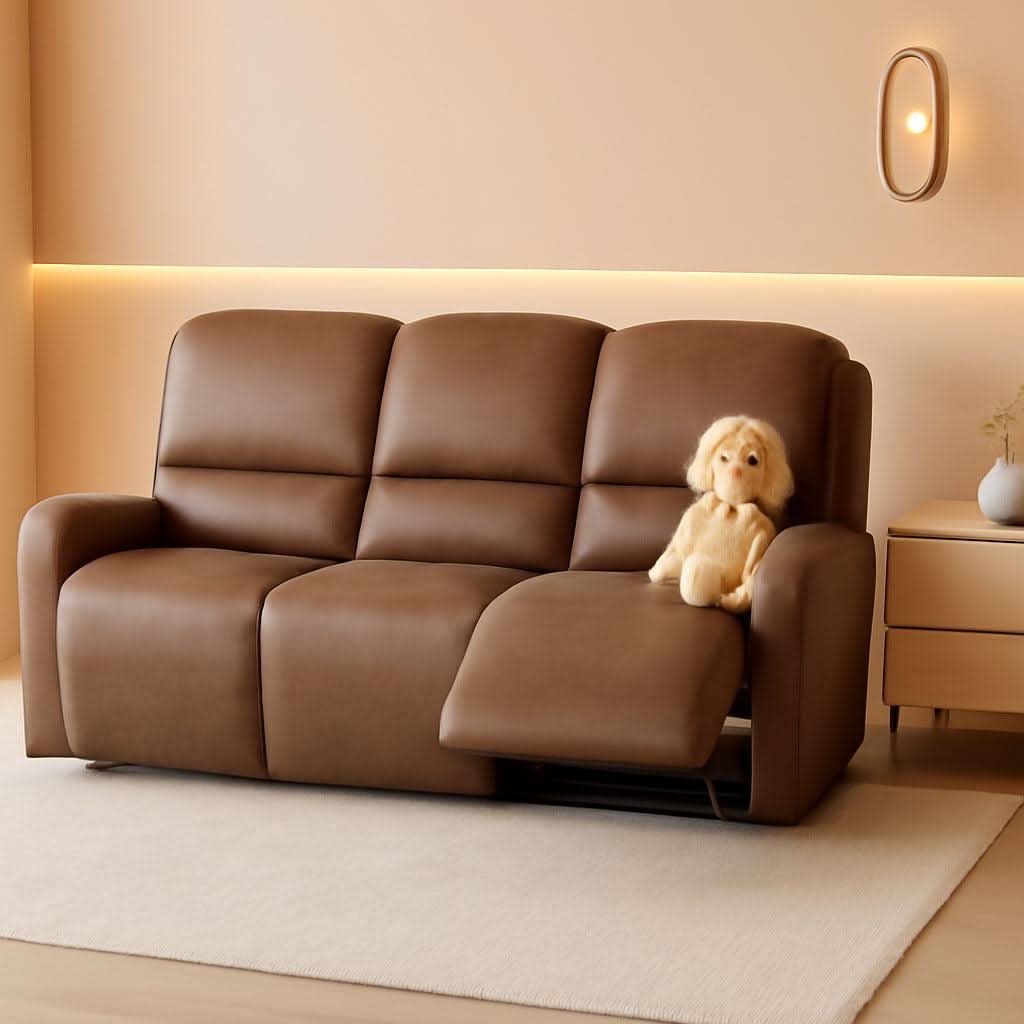 Premium Recliner Sofa Slipcover Three Seater Brown