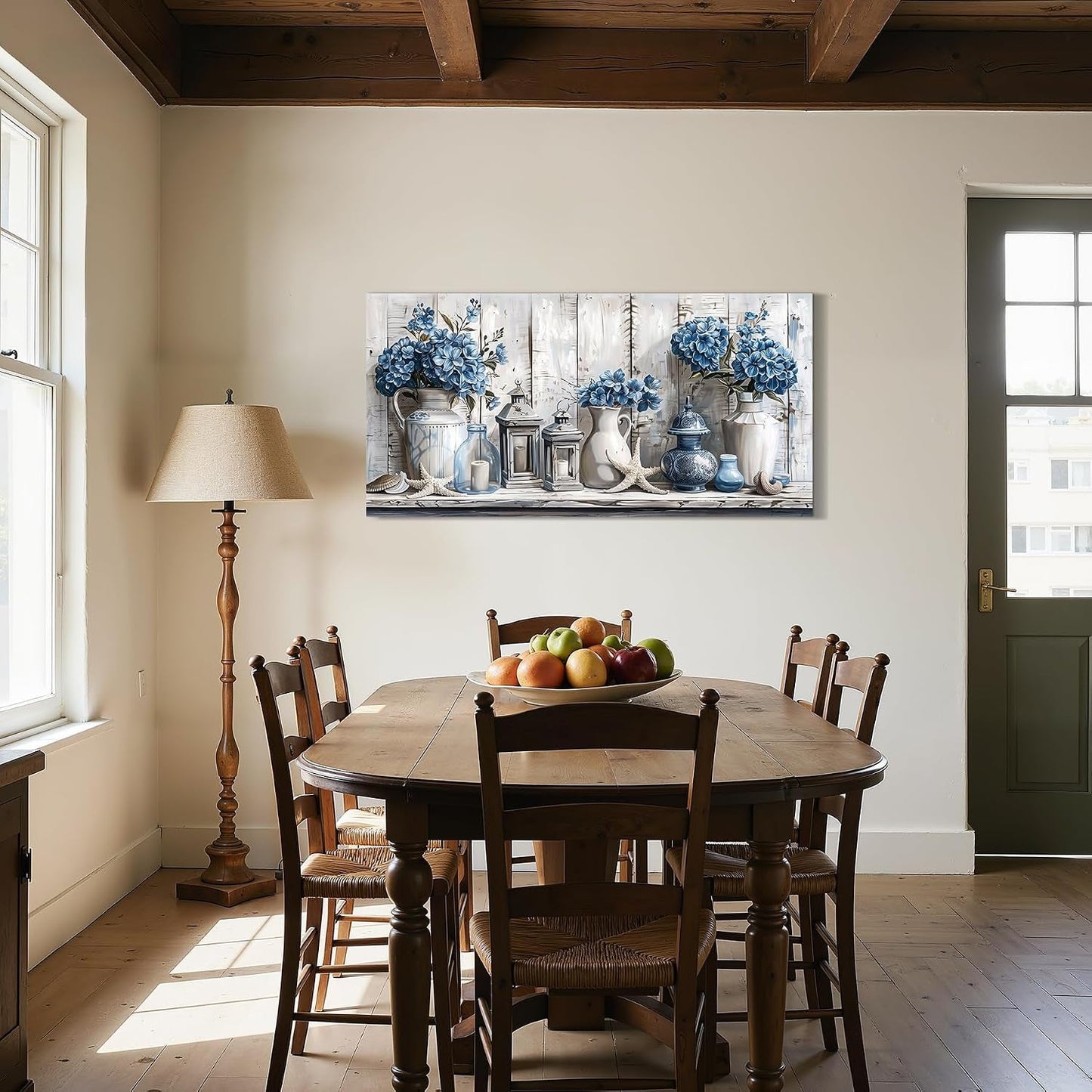 Blue Hydrangea Floral Wall Art Gallery Canvas Artwork