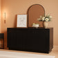 55Inch Black Fluted Mid Century Sideboard Buffet Cabinet-0