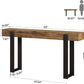 63-Inch Long Console Table, Solid Wood Sofa Table behind the Couch with Metal Support