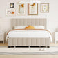 Queen Beige Velvet Upholstered Platform Bed Trundle
