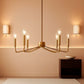 Brushed Brass Six Light Ceiling Mounted Chandelier Fixture