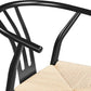 Black Rattan Weave Dining Chairs Set 2 Mid Century Modern