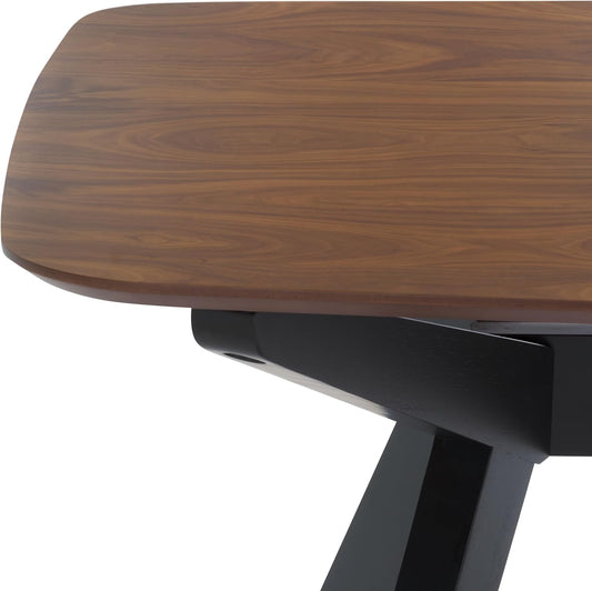 Contemporary Walnut Black Rectangle Wood Dining Table