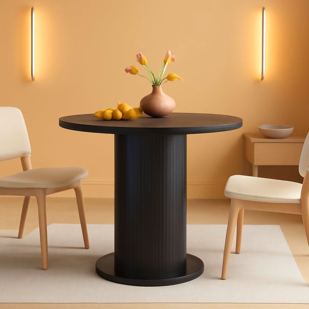 Round Dining Table 31.5 Inch Multifunctional Black