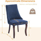 Blue Linen Dining Chairs Set Of 4 With Channel Tufting