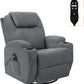 Gray Massaging Recliner With Cupholders Extendable Footrest