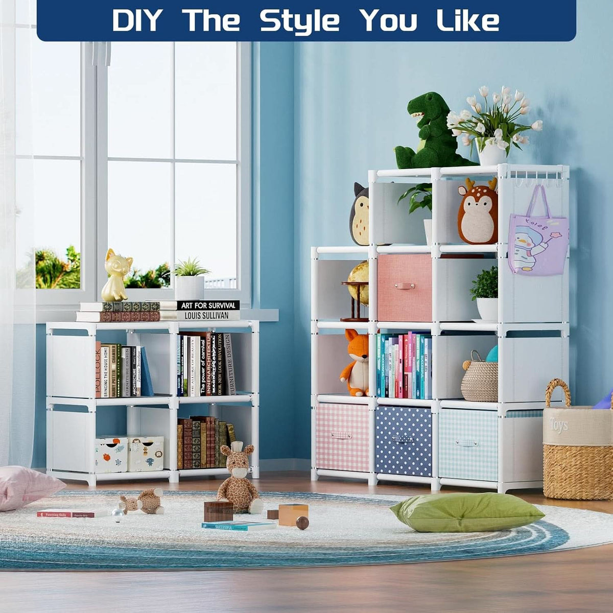 18 Cube Black Bookcase Storage Organizer Tall Metal